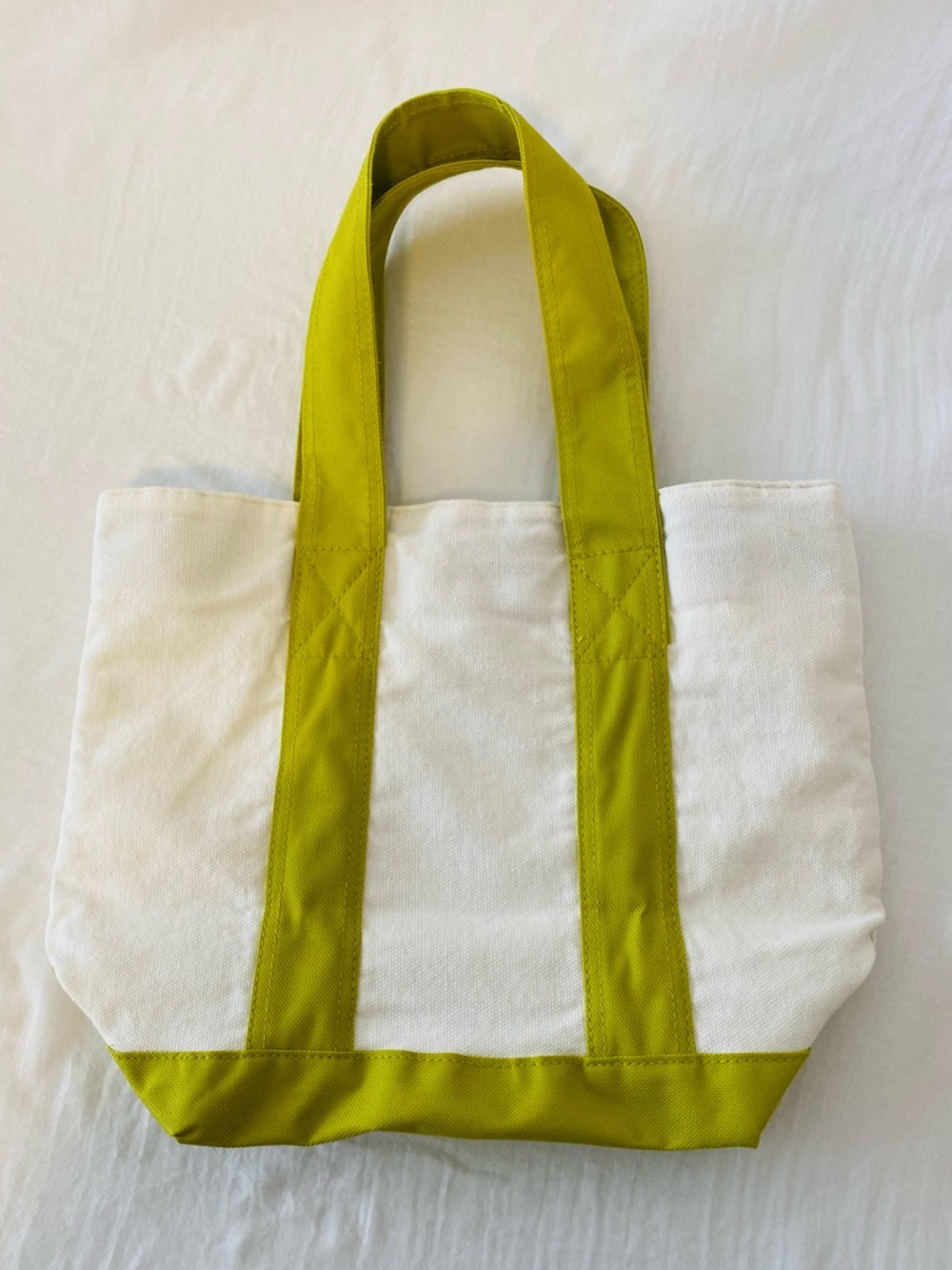 Fun Off-White and Lime Green Canvas Tote Bag with Peace, Heart, Wine Icons - Picture 3 of 8